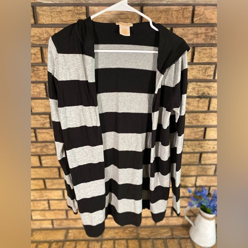 Sweet Romeo black and‎ grey striped hooded cardigan